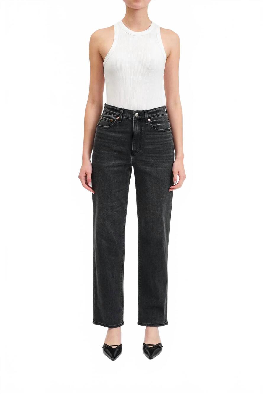NEW DAZE last night high rise vintage straight jeans in black